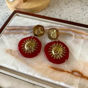 Oorbel zon - dieprood