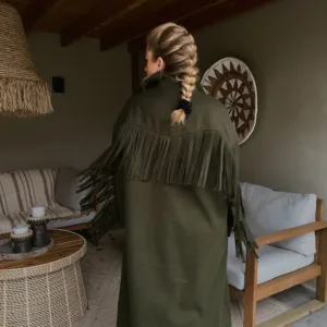 Vestjas met franjes - khaki