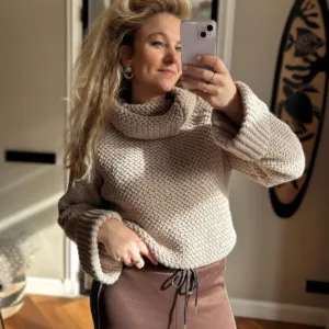 Warme trui met col - beige