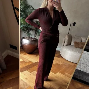 Sparkling set - body en broek - bourgundy